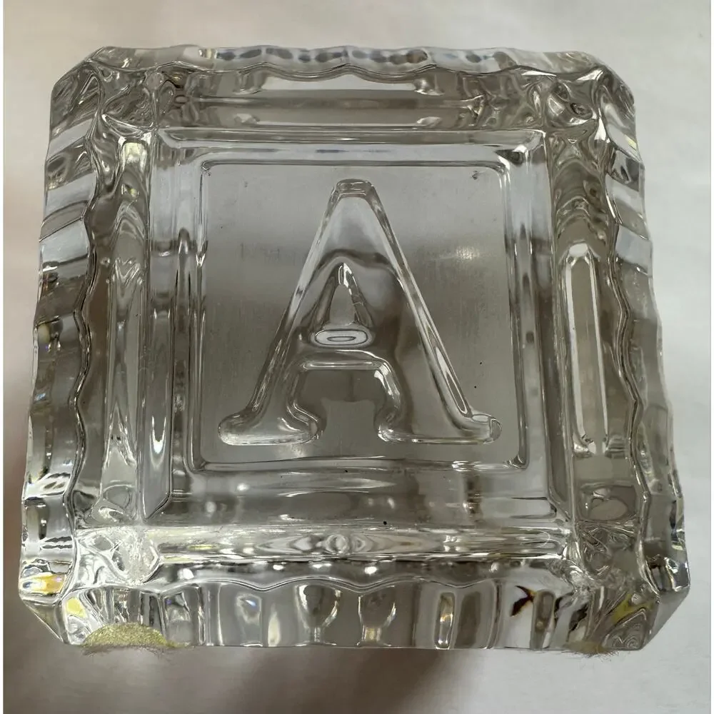 Waterford Crystal ABC Alphabet Baby Block Paperweight Signed Ireland 2